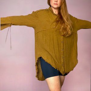 Free People - button down with frayed edges